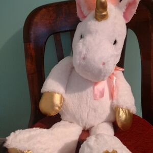 Sparks Create Metallic Unicorn plush Pink White, Gold 21" Animal Adventures